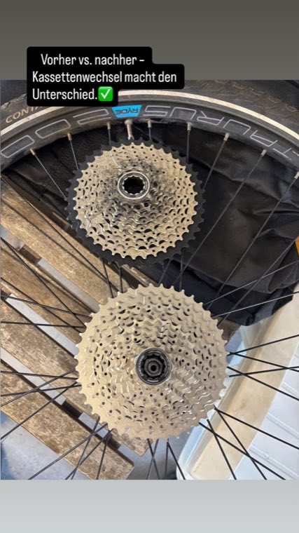 Fahrradkassette im Vergleich vor und nach dem Wechsel